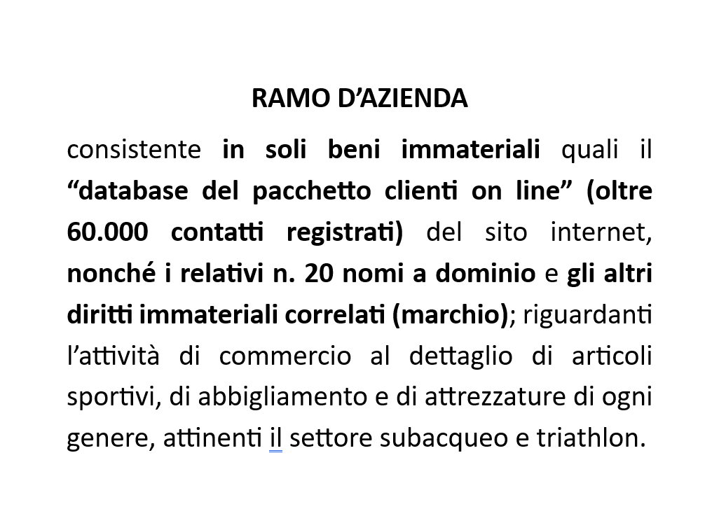 Vendita Ramo D'Azienda beni immateriali in vendita - foto 1