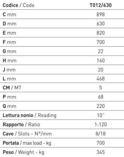 DIVISORE TAVOLA GIREVOLE A ORIZZONTALE 630 MM  in vendita - foto 3