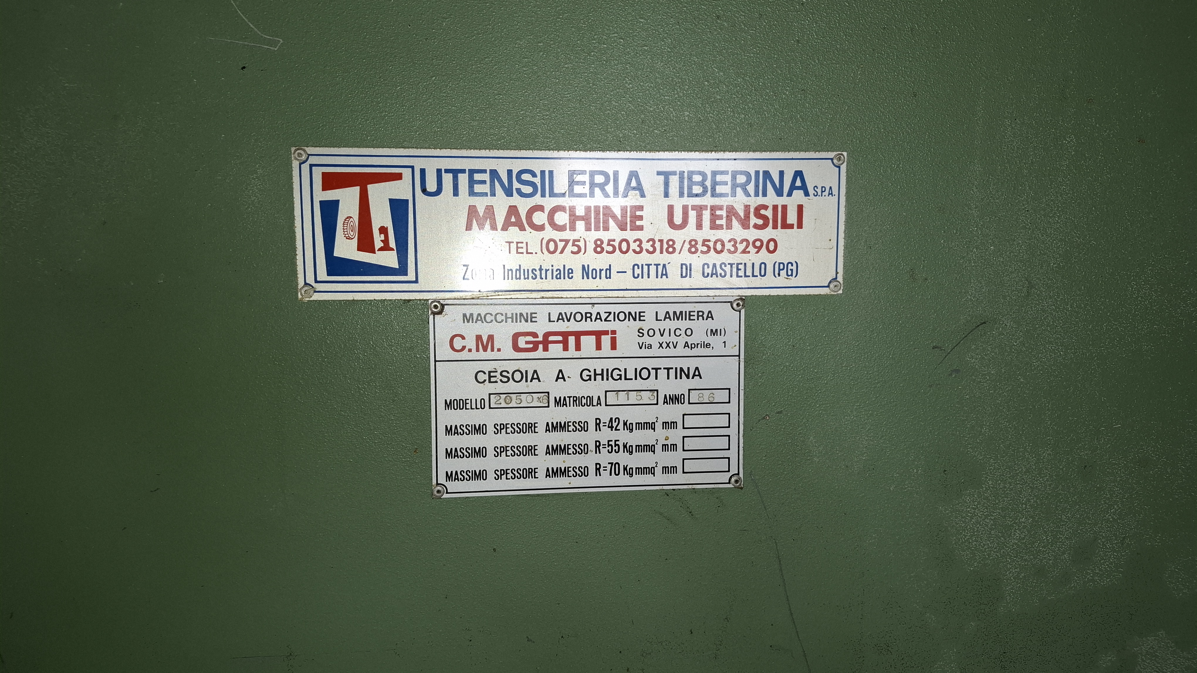 Cesoia a ghigliottina per lamiera 6/8mm 2050 GATTI in vendita - foto 3