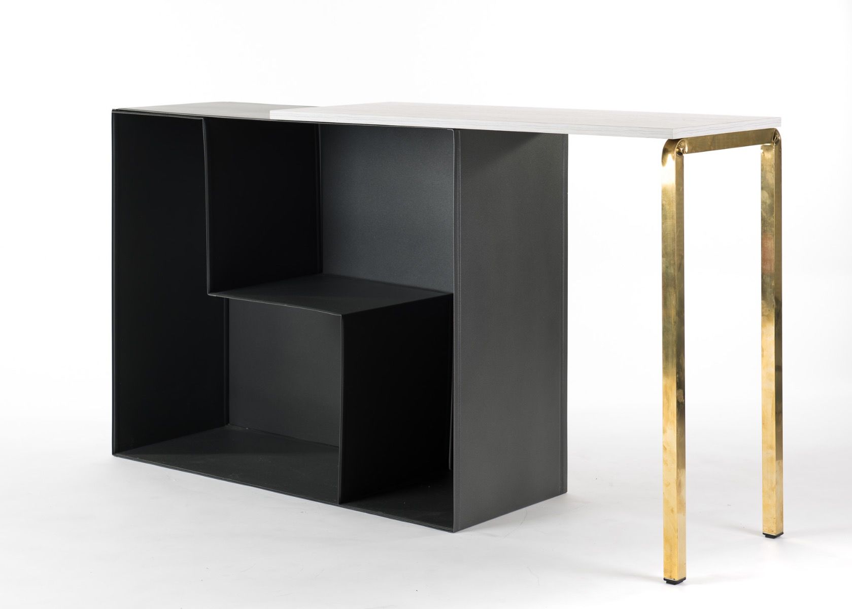 Consolle by SituerMilano in acciaio, ottone, legno x 3  in vendita - foto 1