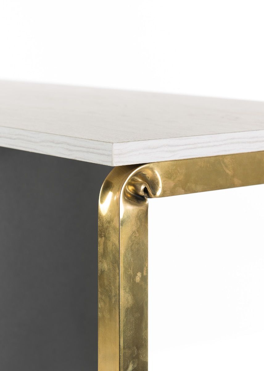 Consolle by SituerMilano in acciaio, ottone, legno x 3  in vendita - foto 3