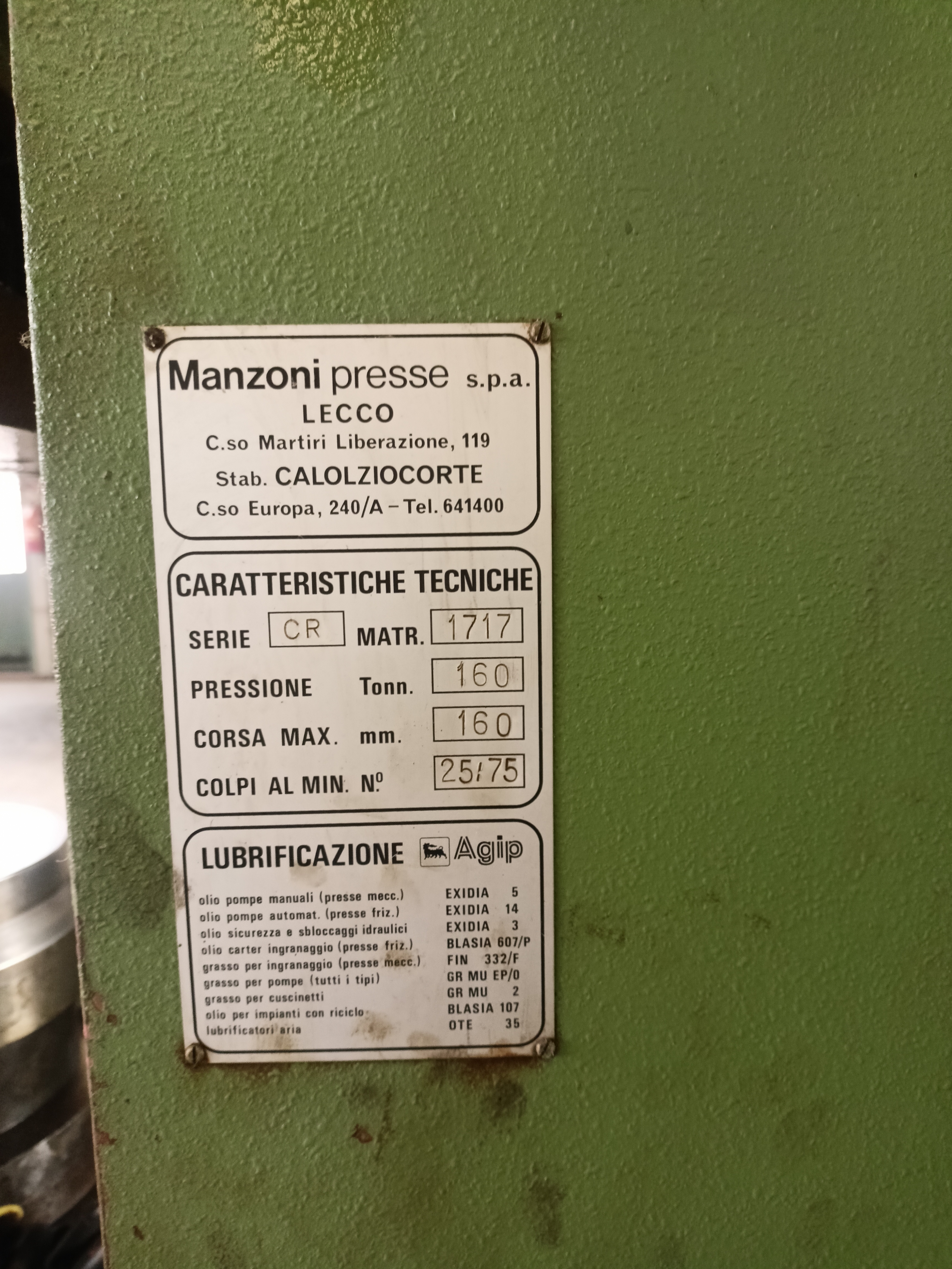 PRESSA MECCANICA MANZONI 160 ton in vendita - foto 4