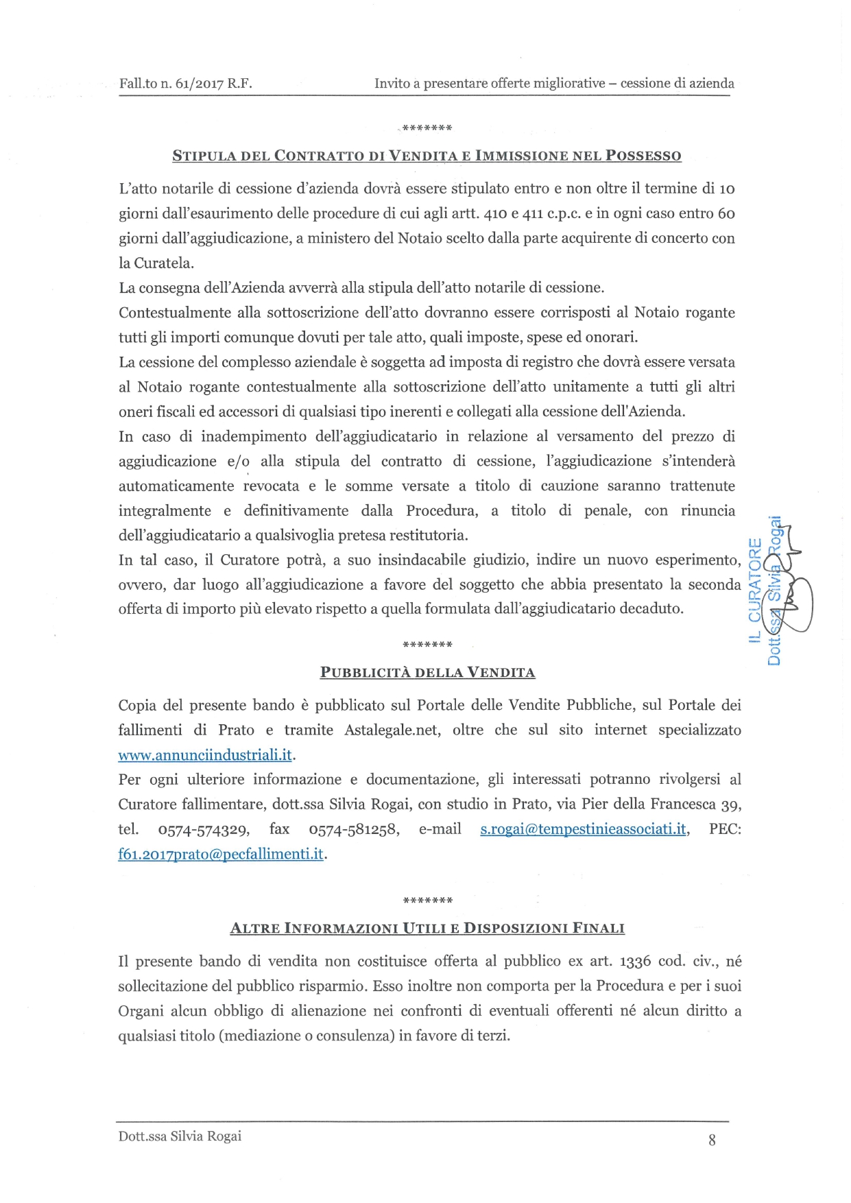 Fall. 61/2017 Trib. di Prato - Cessione azienda in vendita - foto 11
