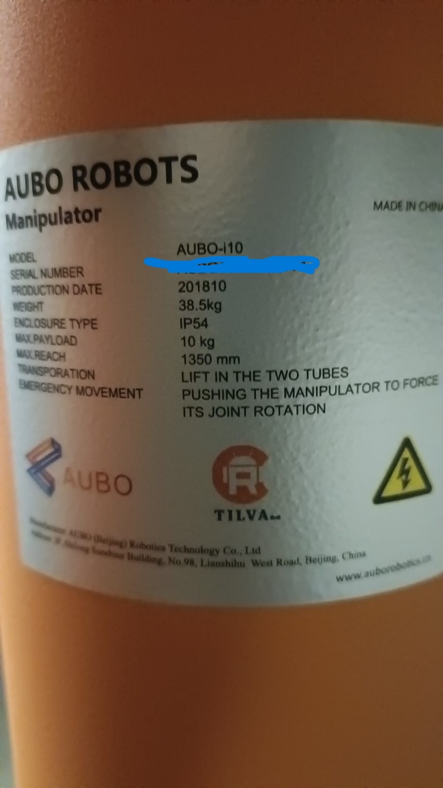 Robot collaborativo 10kg AUBO-i10 Targa in vendita - foto 3