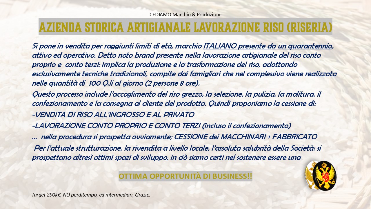 RISERIA Storica Artigianale Lavorazione RISO in vendita - foto 2