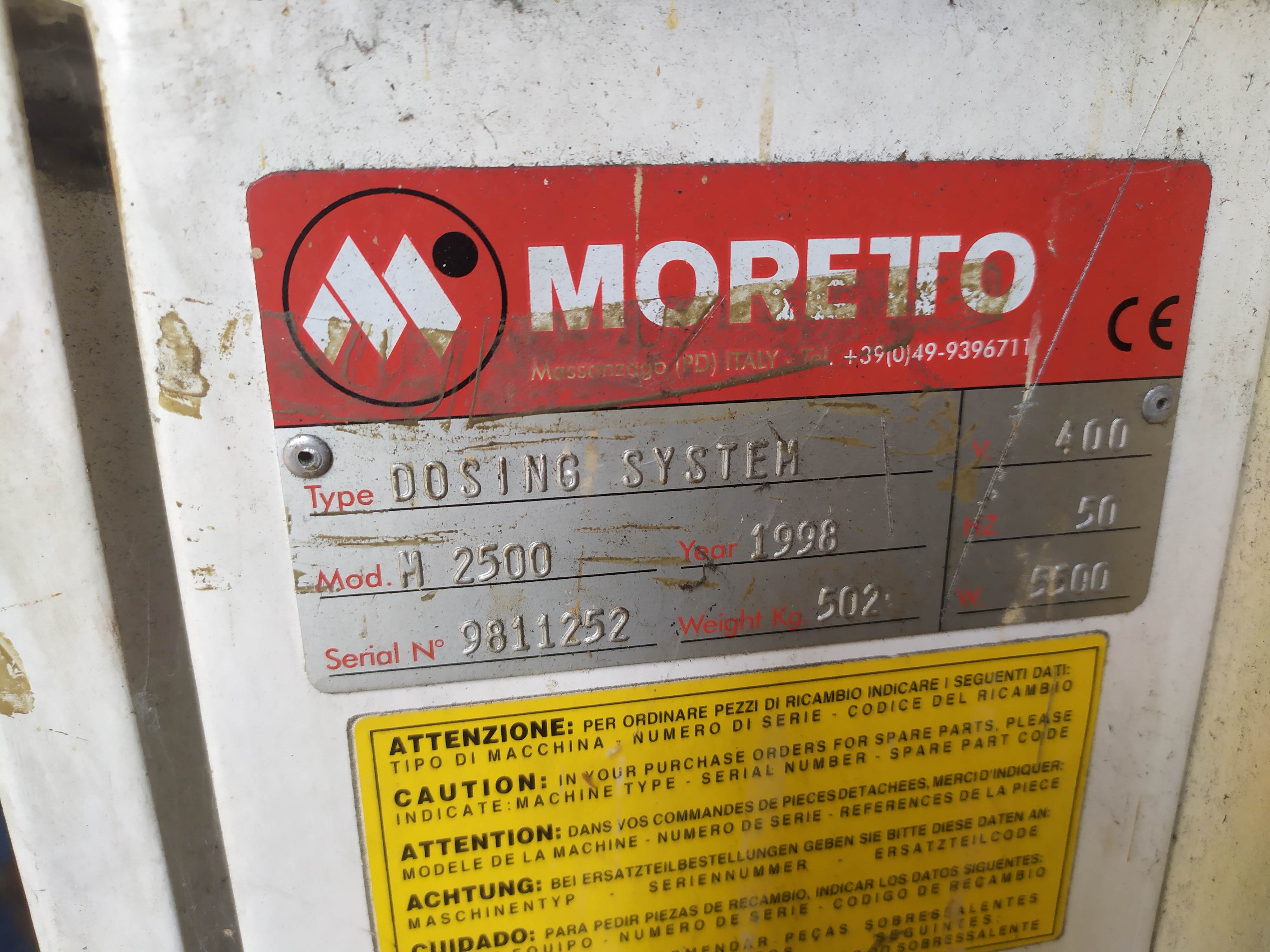 MORETTO DOSING SYSTEM M2500 (Silos verticale a coclea) in vendita - foto 2