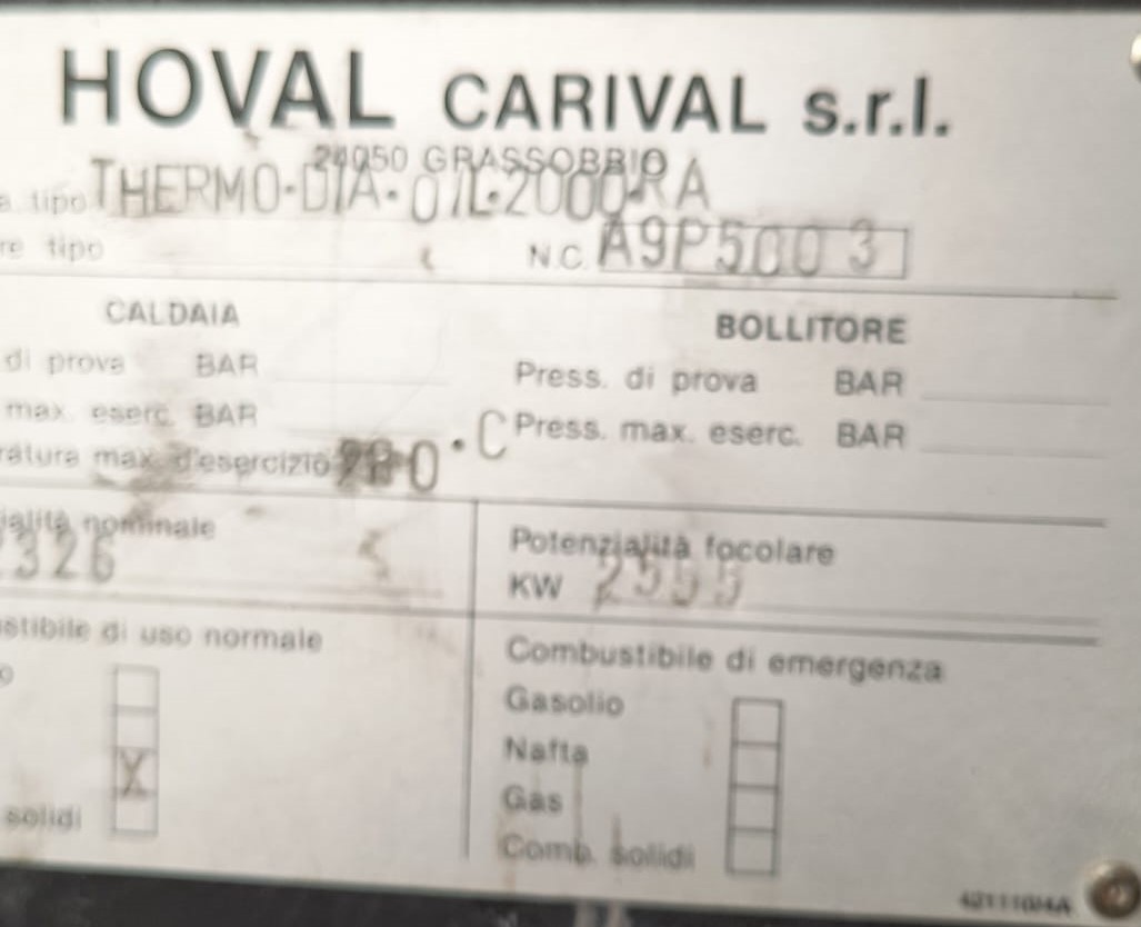 IMPIANTO DI RISCALDAMENTO OLIO DIATERMICO HOVAL  in vendita - foto 2