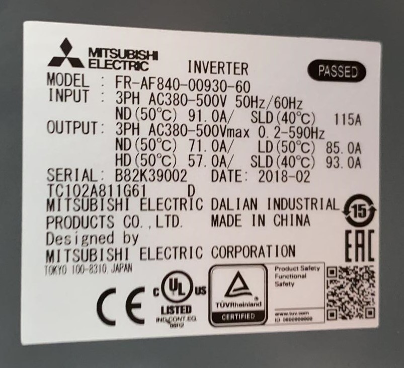  INVERTER Mitsubishi  307163 SKU FR-CF840-00930-60   in vendita - foto 2