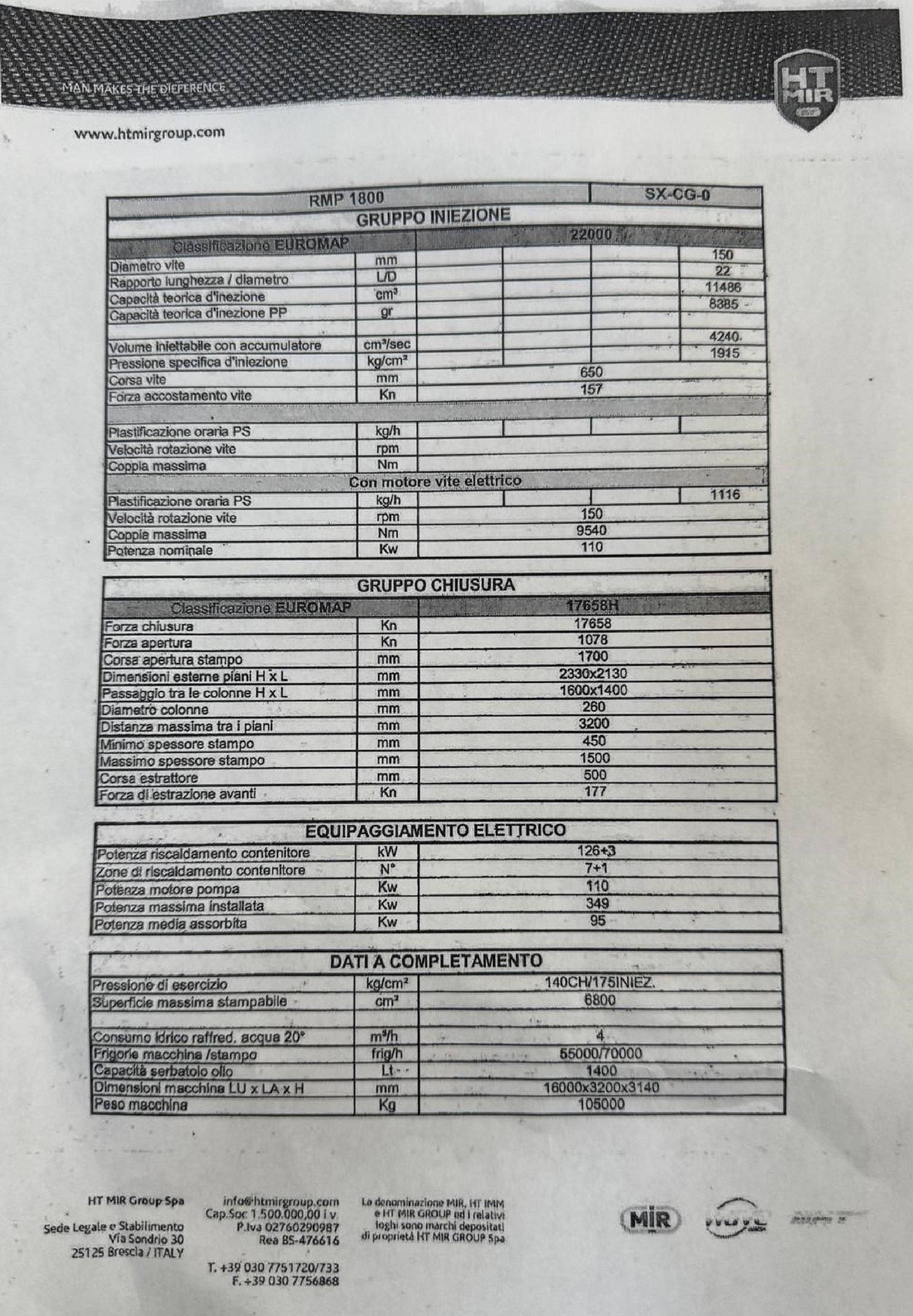 Pressa iniezione MIR RMP 1800 in vendita - foto 3