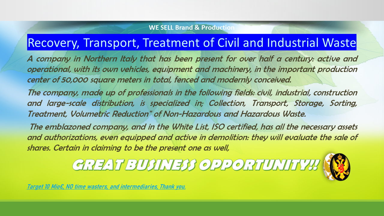 Recovery Transport Treatment of Civil Industrial Waste in vendita - foto 2