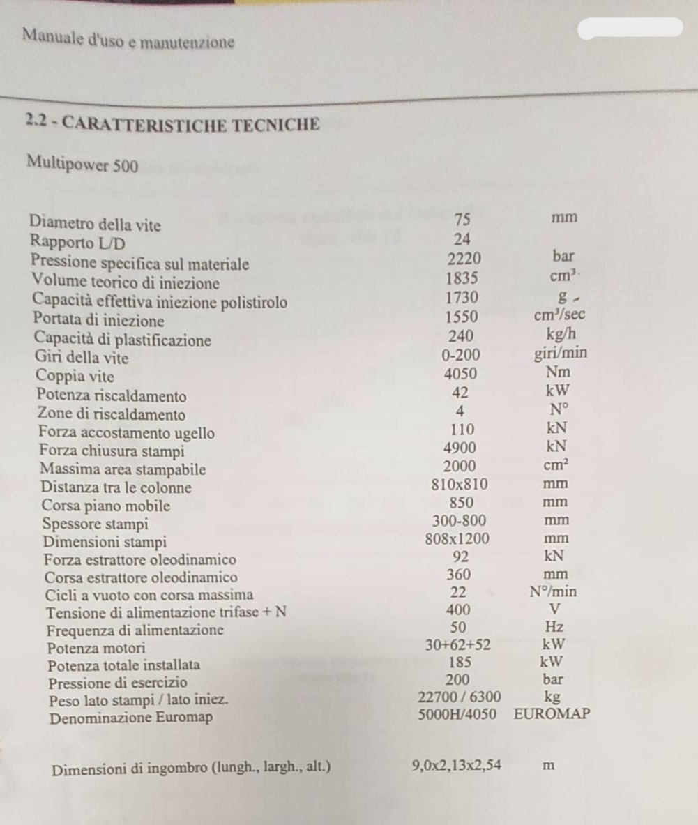 Pressa Iniezione Plastic Metal MPW 500 Ton in vendita - foto 3