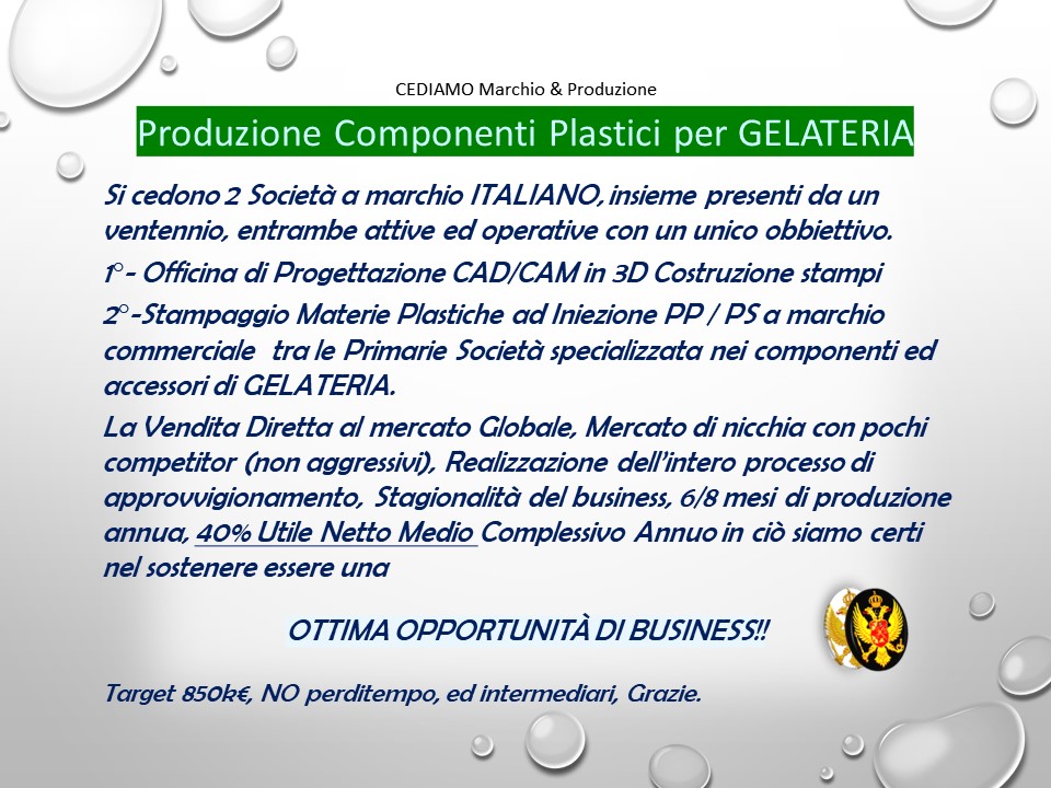 Produzione Componenti Plastici per GELATERIA in vendita - foto 1